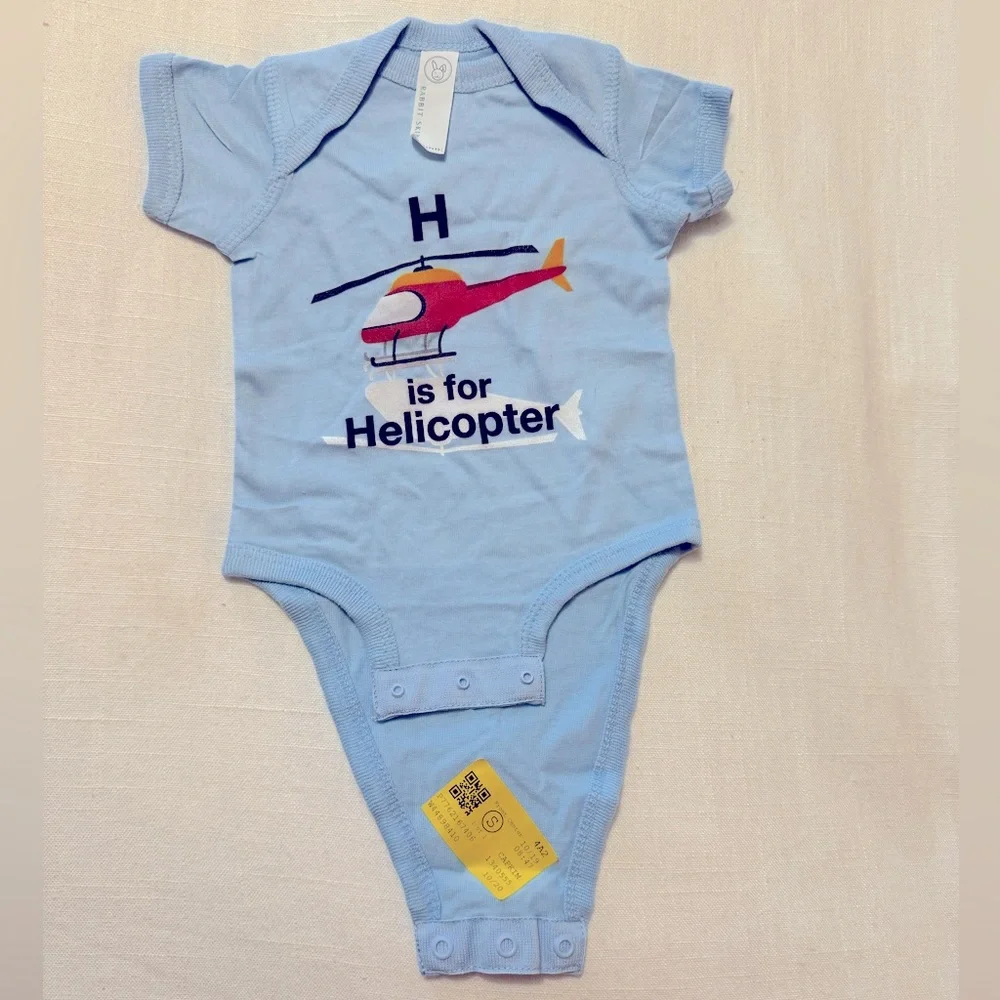 NWT Rabbit Skins | Custom Bodysuit “H is for Helicopter | Newborn